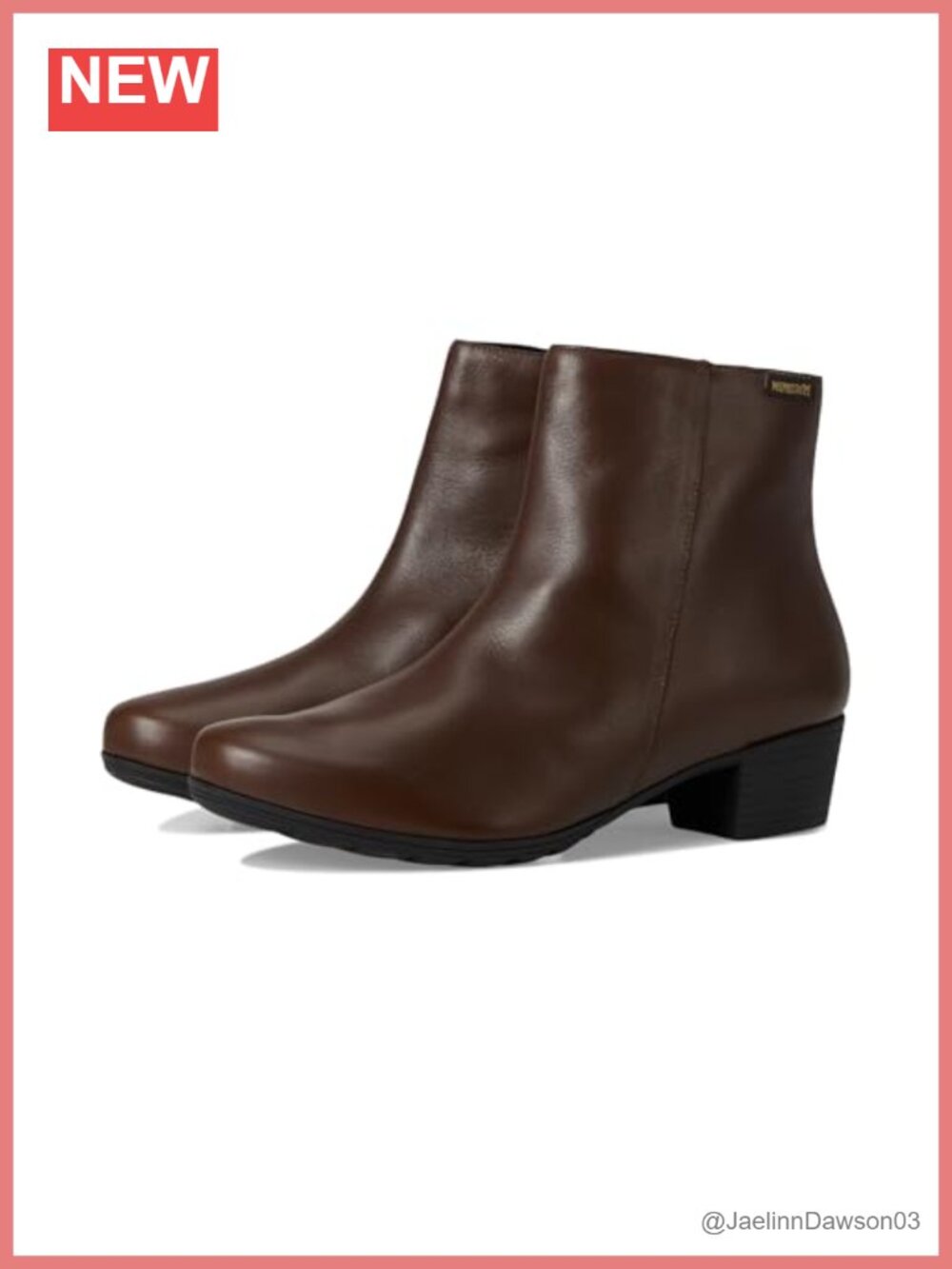 Mephisto Iola Women's Leather Ankle Bootie with Block Heel & Zip Closure